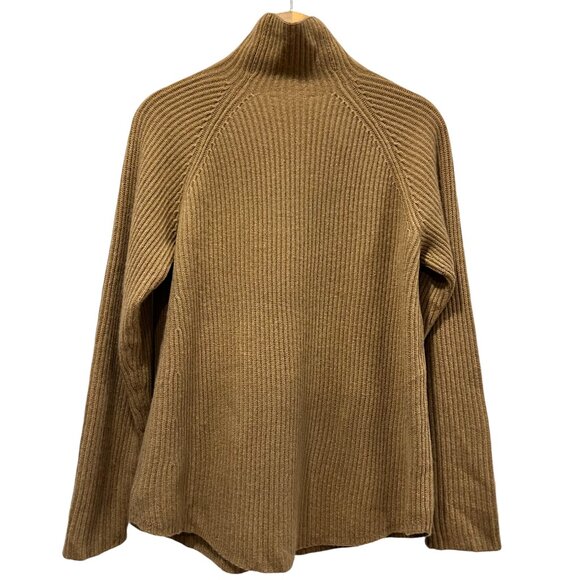 Theory Cashmere Moving Rib Turtleneck Sweater, Tan S - Picture 4 of 9